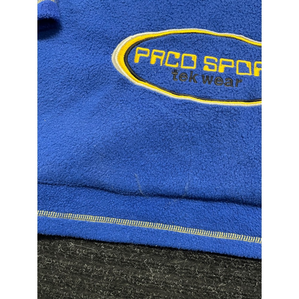 Paco Sport Tek Wear Vintage Fleece Pullover Blue Yellow Quarter Zip Mens Large - Picture 3 of 7